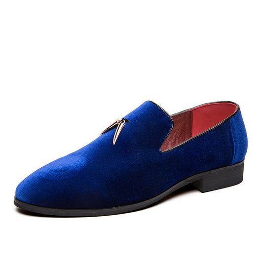 Tassel Men's Shoes in blue synthetic leather with a flat heel and rubber sole.